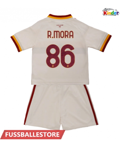 Günstige AS Roma Rodrigo Mora #86 Auswärts Trikotsatzt Kinder 2026-27 Kurzarm (+ Kurze Hosen)